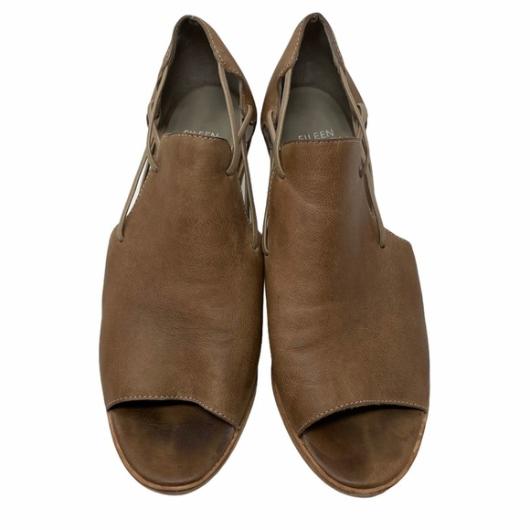 Eileen Fisher Nikki Peep Toe Leather Sandals Sz 9 - Picture 3 of 12